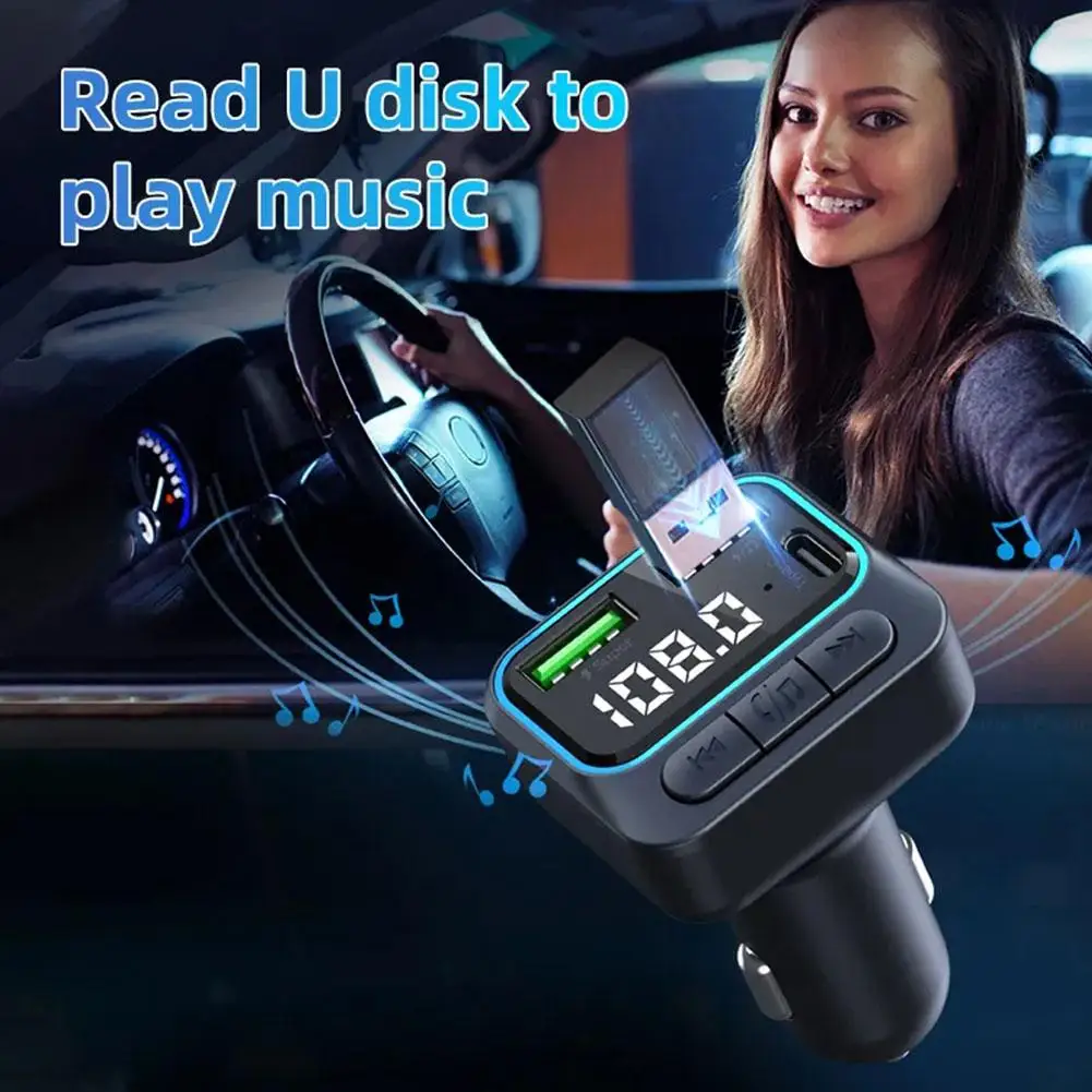 

Colorful FM Transmitter Car Mp3 Player QC3.0 Charging Dropshipping Dual USB Kit Type C Charger Handsfree Bluetooth B7V1