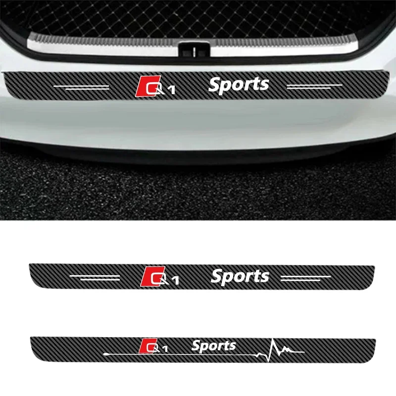 1 Pz In Fibra Di Carbonio Car Trunk Bumper Protector Anti-Scratch Stripe Sticker Car Outdoor Per Audi Q1 Quattro Accessori Decorativi
