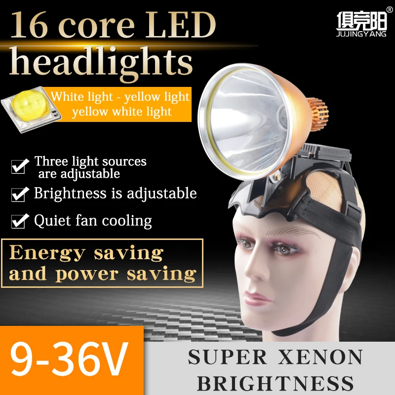 

12V Headlight Outdoor Fishing Portable Led Flashlight High Power 50W Super Bright Headlamp