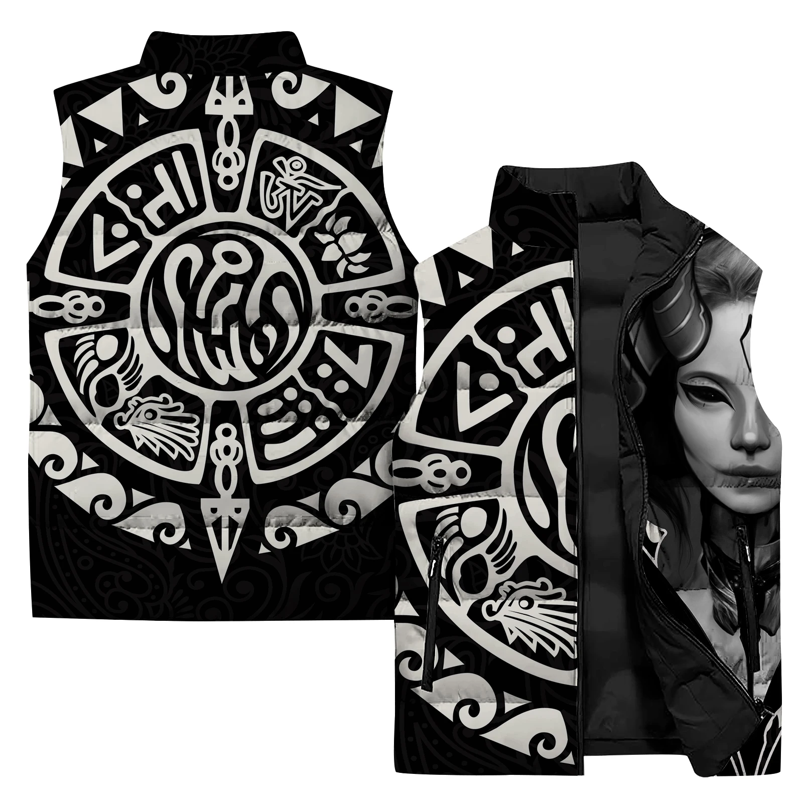 Chaqueta sin mangas de invierno 2024 para hombre, exquisita chaqueta con estampado de bestia 3D, cortavientos, para deportes al aire libre, ciclismo, chaqueta cálida para hombre