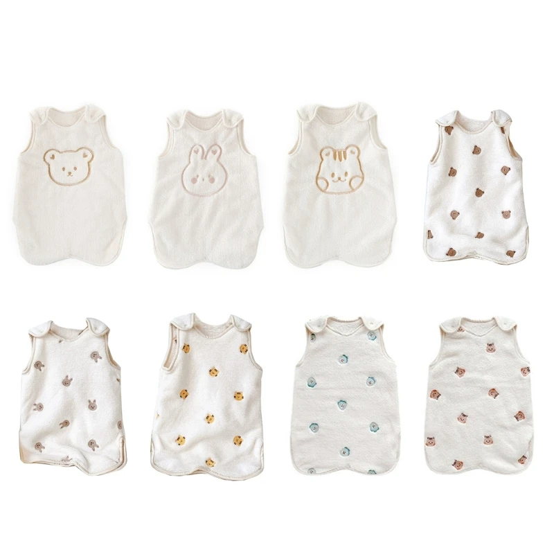 

Baby Sleep Bag Sleeveless Sleepsack Thicked Flannel Vest Designed Anti-kick Quilt Cartoon Split Leg Warm Sleeping Bag