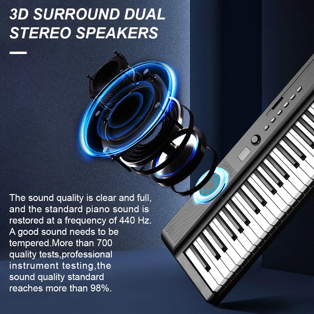 88Key Folding Electric Piano Multifunctional Portable Double Keyboard Electronic Keyboard BT Connect 129Tones Handbag with Pedal