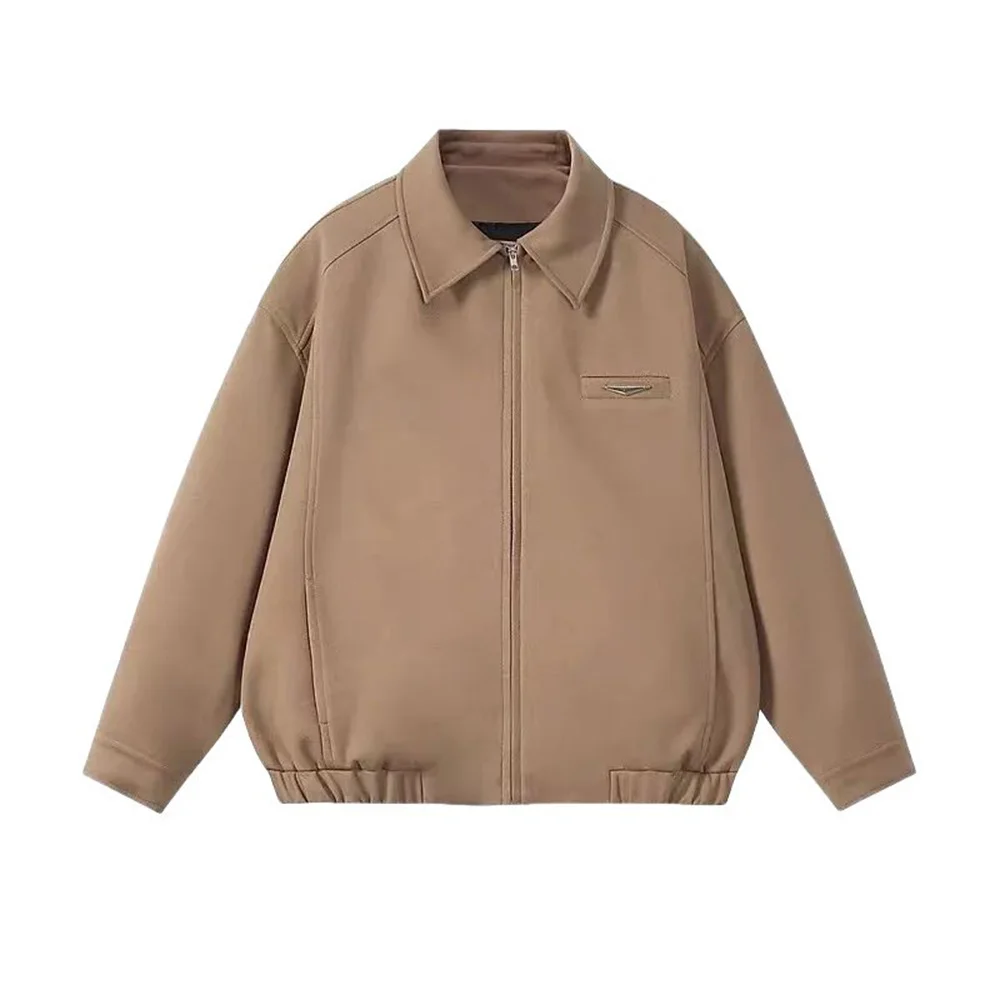 Mens Jacket Shoulder Pad Casual Jacket Autumn American Elegant All-Match Simple Long Sleeve Baseball Men'S Clothing