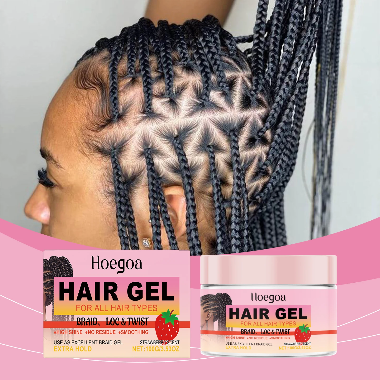 Stronghold Braid Gel Perfectly Styled Braids and Twists Long Lasting Non-Flaking Formula Natural Hair 100g