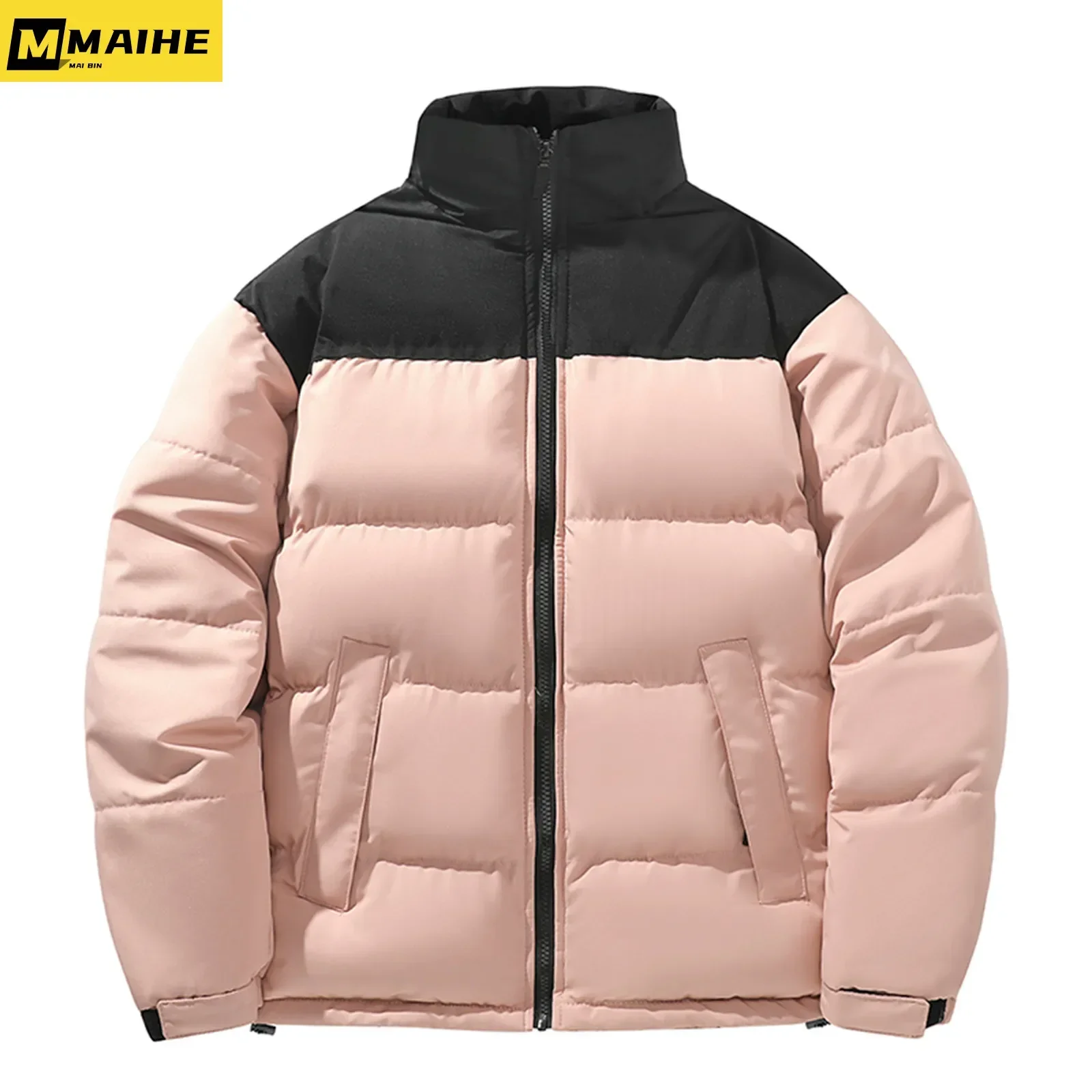 Winter Luxury Padded Jacket Men's Short Detachable Hat Windproof Warm Parkas Couples Outdoor Leisure Splicing Down Jacket Skiing