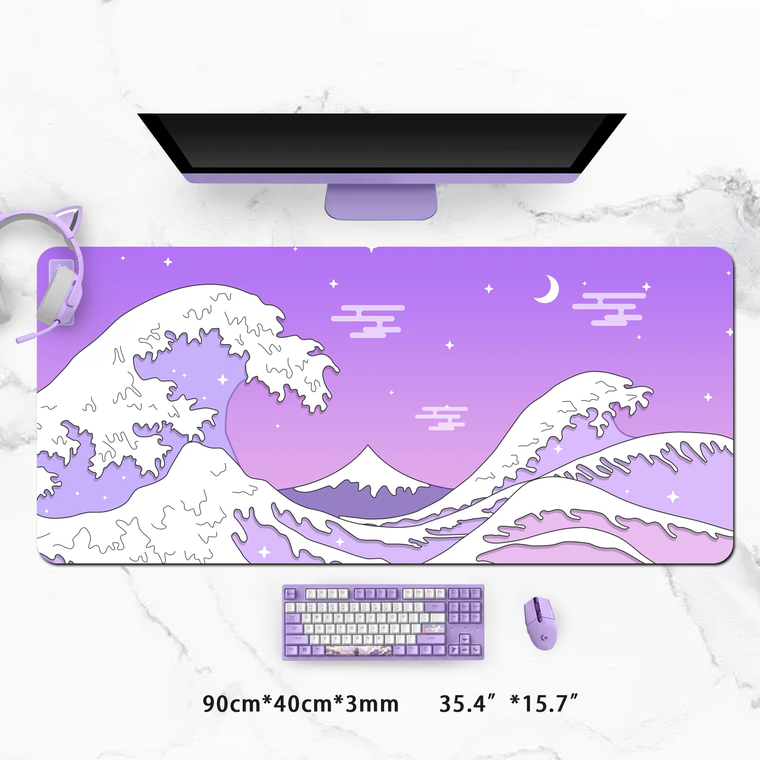 Aesthetic Pastel Gaming Mouse Pad for Desk XL Extended, Star Constellation  Space Marble Planet Pink Purple Desk Pad Large Keyboard Desk Mat, Kawaii  Cute Desk Accessories Decor Stuff, 31.5 X 11.8 Inch 