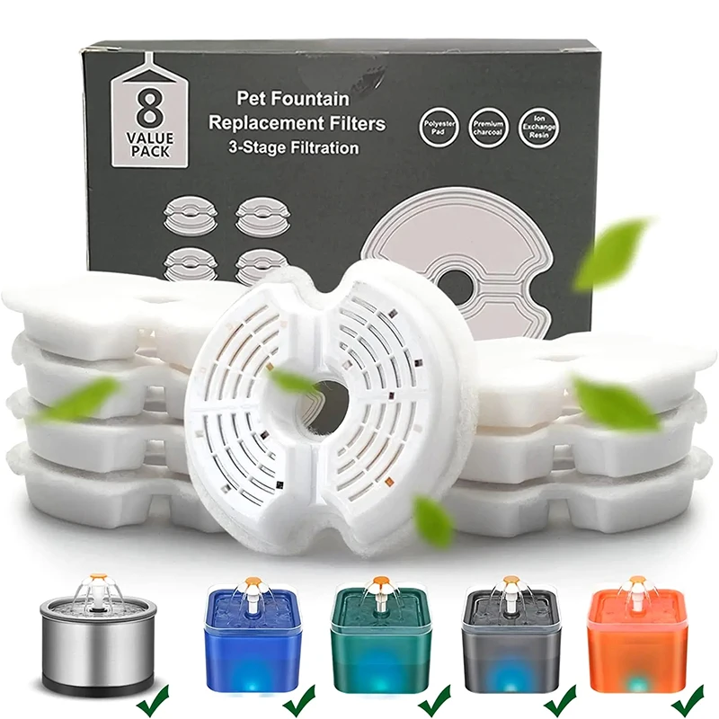1/4pcs Cat Water Fountain Activated Carbon Cotton Filter Multiple Filtration Pet Water Fountain Replacement Filters