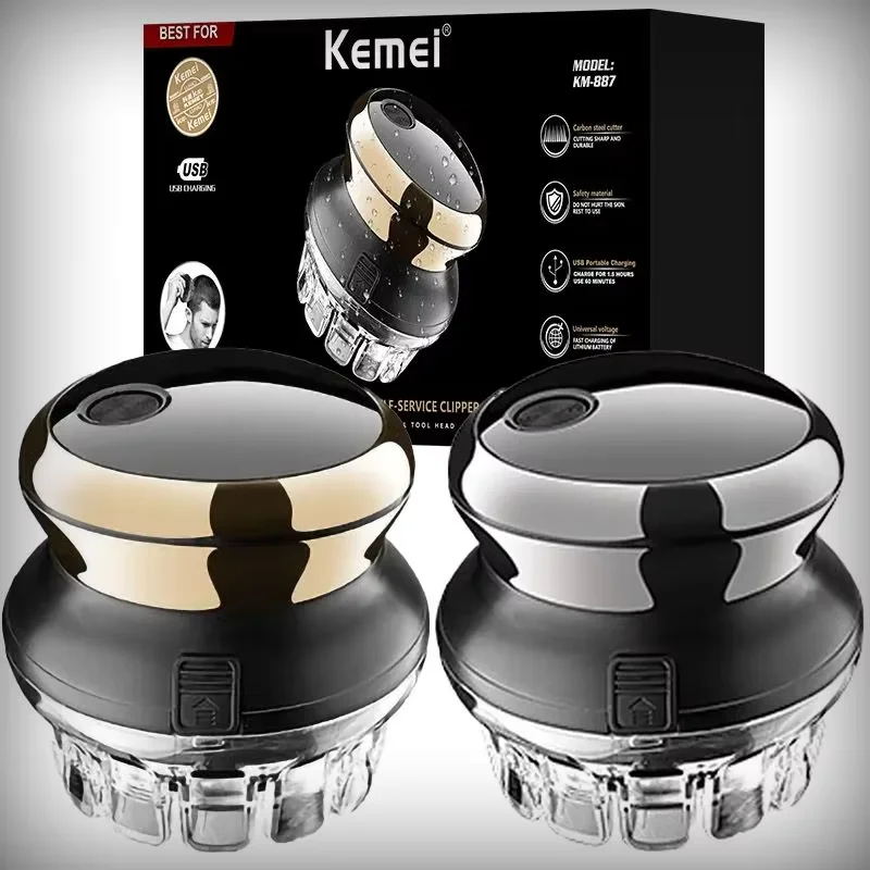 Kemei 887 UFO Electric Even Cut Rotary Hair Trimmer For Men Washable Rechargeable Hair Clipper Self-Haircut Shortcut Kit For Men hair clipper hair trimmer