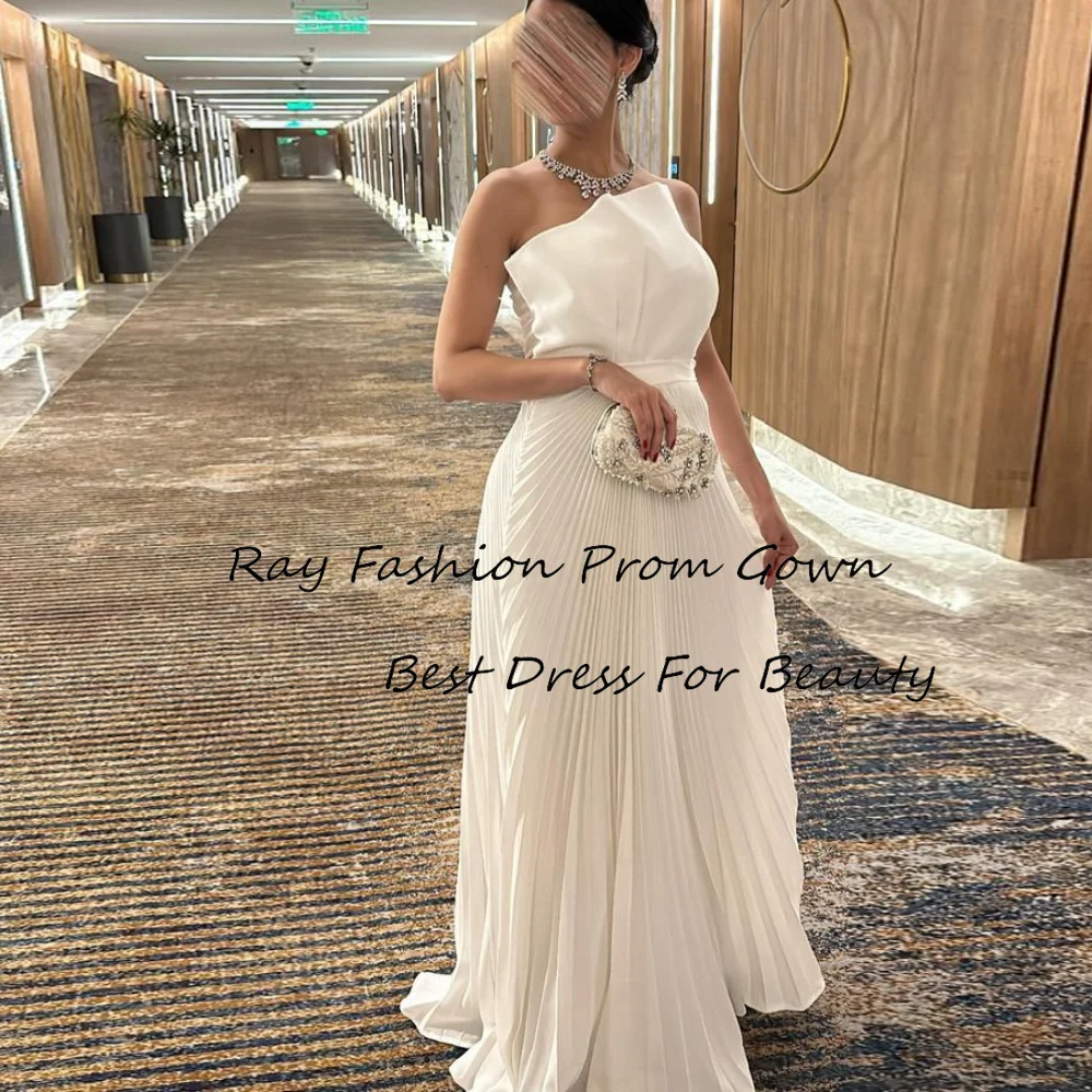 

Ray Fashion A Line Evening Dress Strapless With Sleeveless Tiered Ruffle Draped For Formal Occasion Saudi Arabia فساتين سهرة