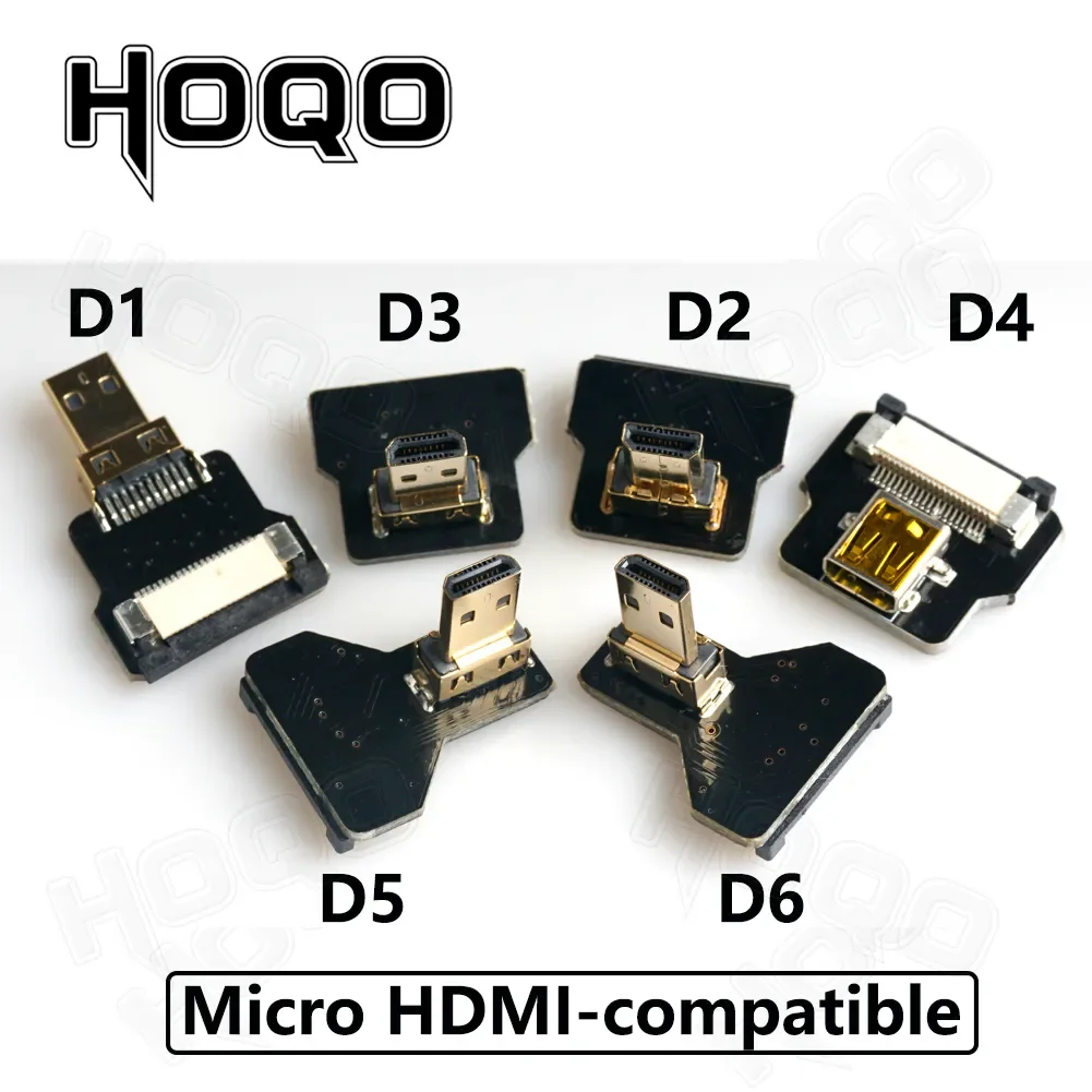 Ribbon FPV Flexible Flat Cable with Micro HDMI to HDMI/Mini HDMI Female Adapter, 90-Degree FFC 20-Pin