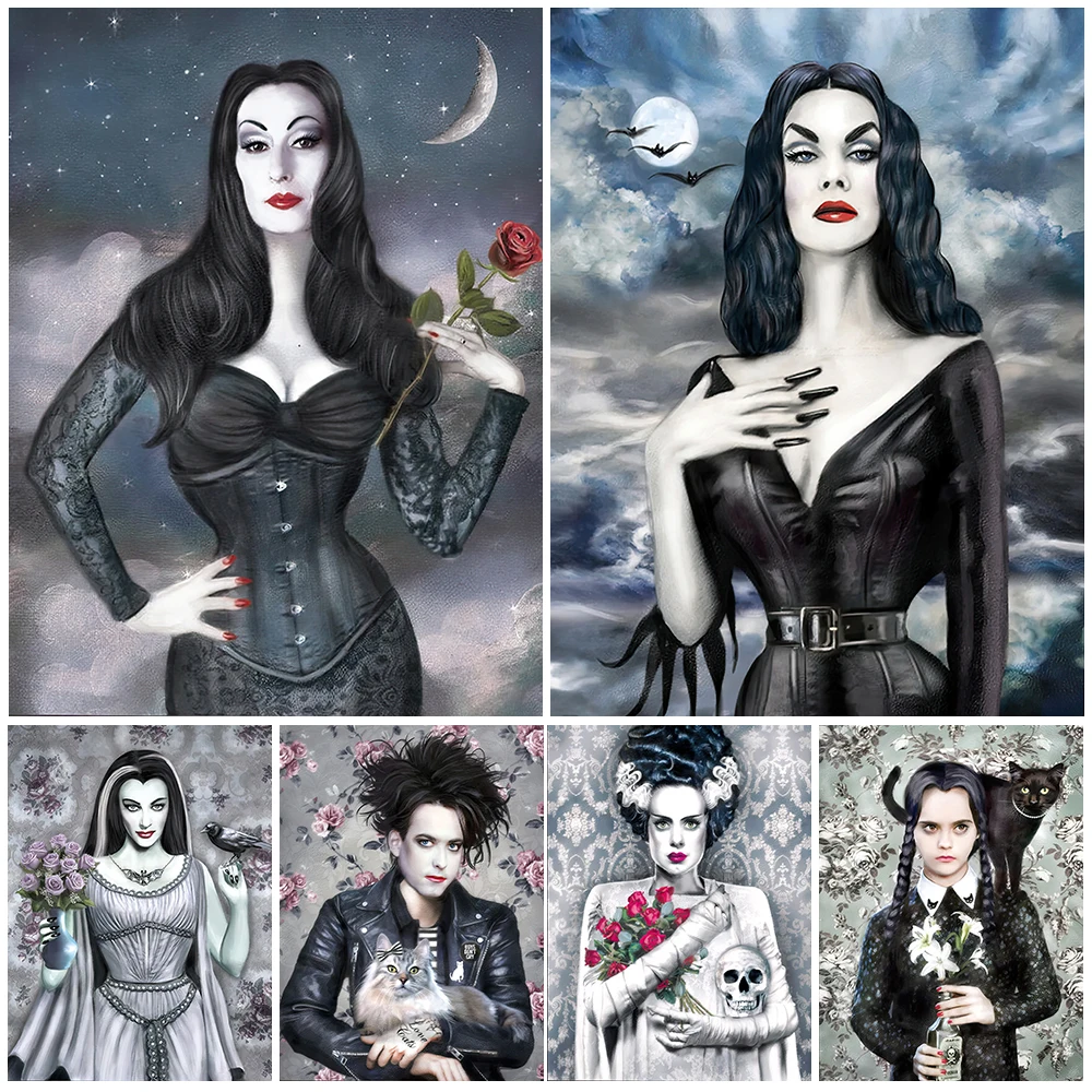 

Gothic Horror Witch And Vampire Vintage Print Art Canvas Poster For Living Room Decor Home Wall Picture