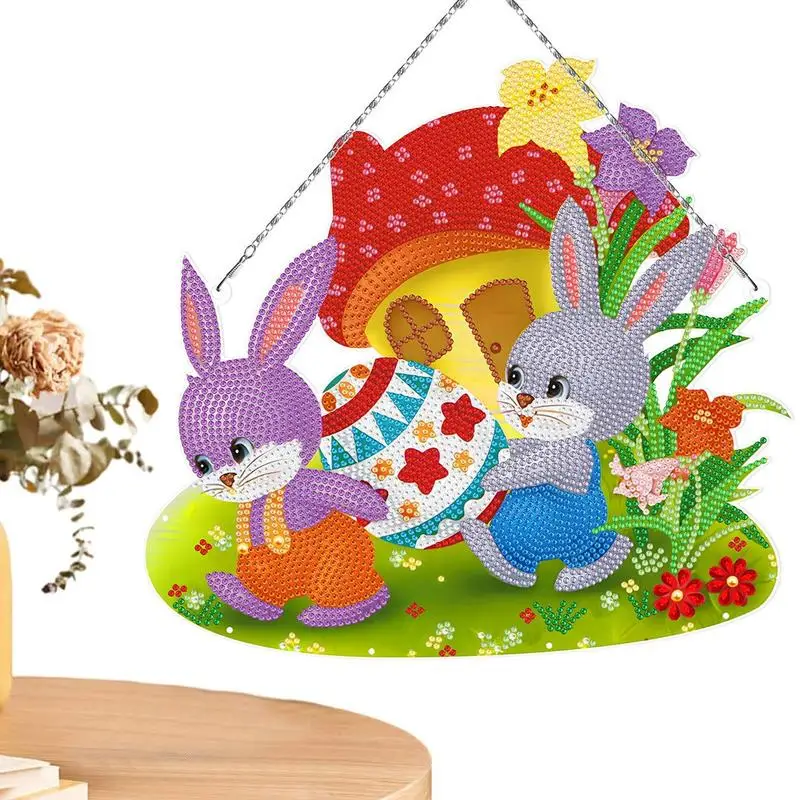 

Набор для творчества с пасхальными бриллиантами, Набор для творчества 5D с рисунком кролика, цветочка, аксессуары для наружного декора окон, пасхальные подвесные украшения