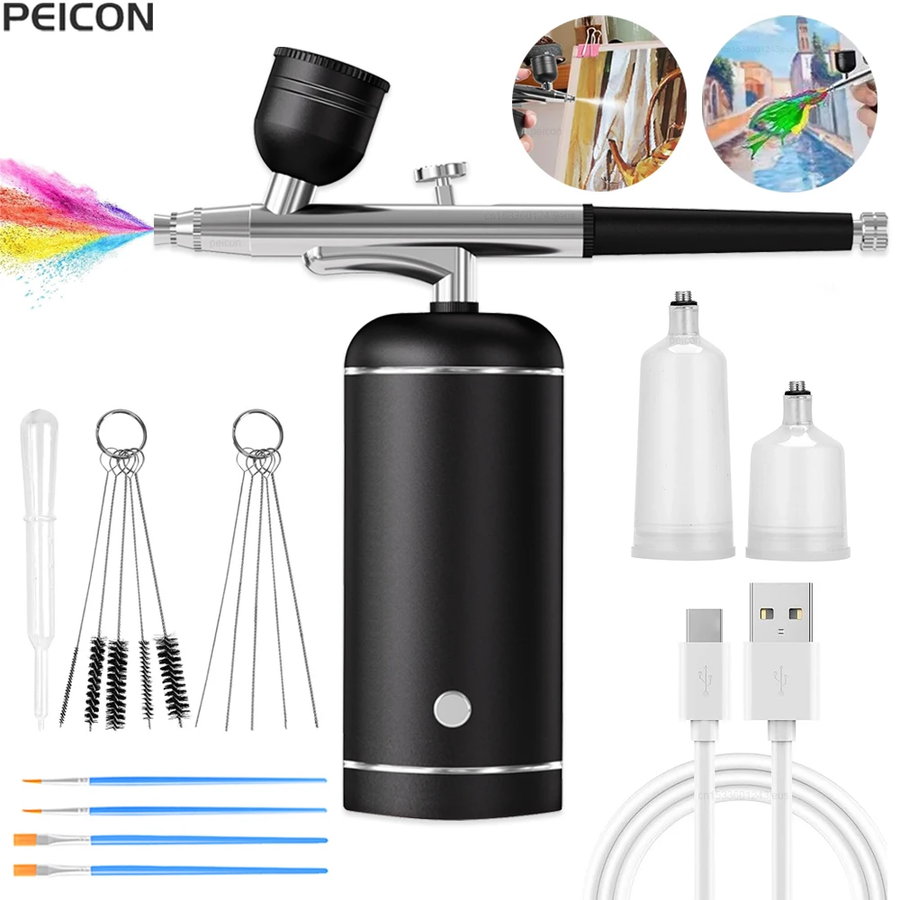 Kit Aérographe Complet Avec Compresseur D'air 35 Psi – Haute Pression, Sans Colmatage