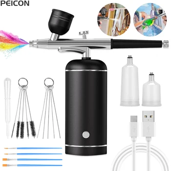 Airbrush with Compressor Mini Spray Gun for Painting Modeling Crafts Wireless Paint Spray Airbrush Painting Kit with Compressor 1