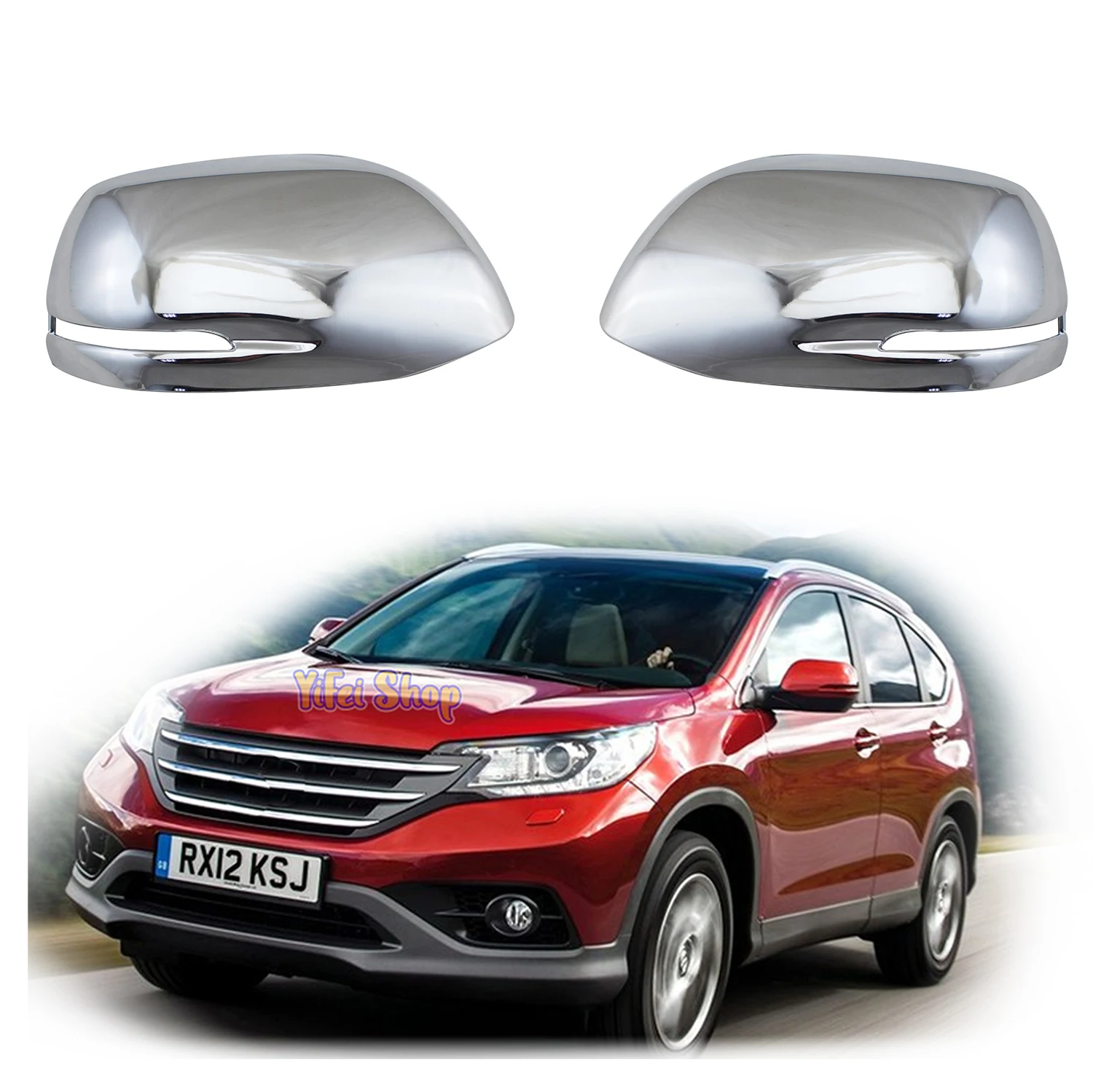

Yifei 2PCS Car Chrome Rearview Accessories Plated Carbon Door Mirror Cover Trim 2012 2013 2014 2015 2016 For Honda CR-V CRV