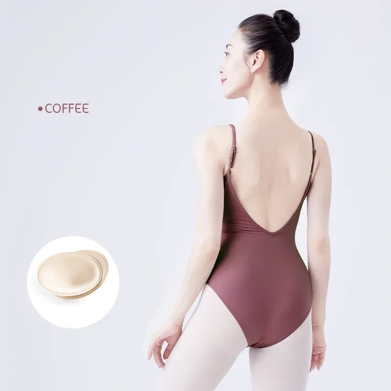 Ballet Leotards for Women Adjustable Strap Dance Bodysuits Neckline Gymnastics Leotard Girls Ballet Dancing Swimwear Costumes