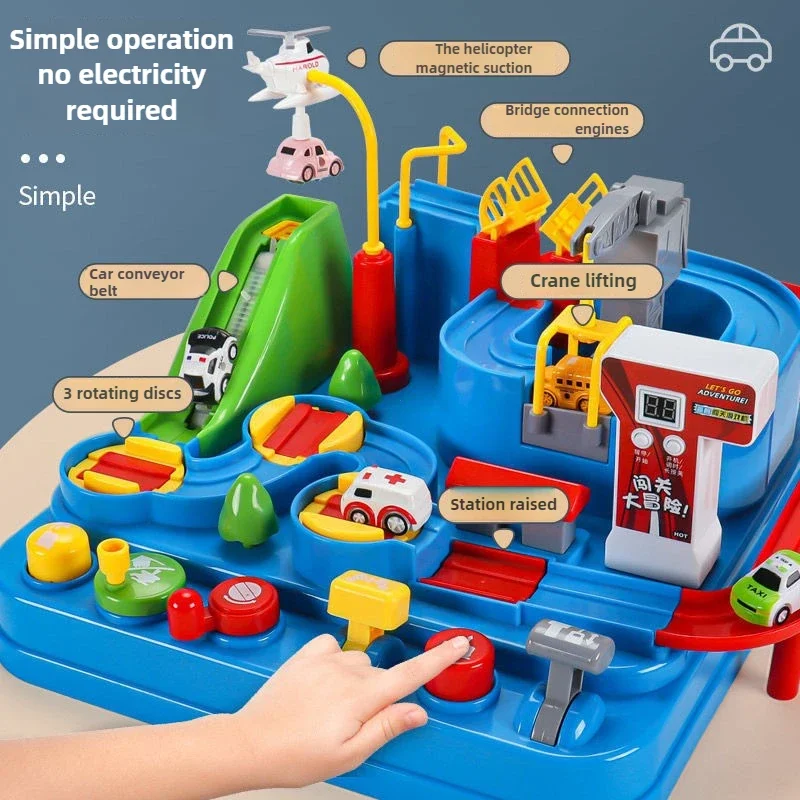 Modèle de voiture sur Rail de course, jouets éducatifs pour enfants, jeu d'aventure sur piste, cerveau mécanique, Train interactif, animaux, jouet fusée spatiale