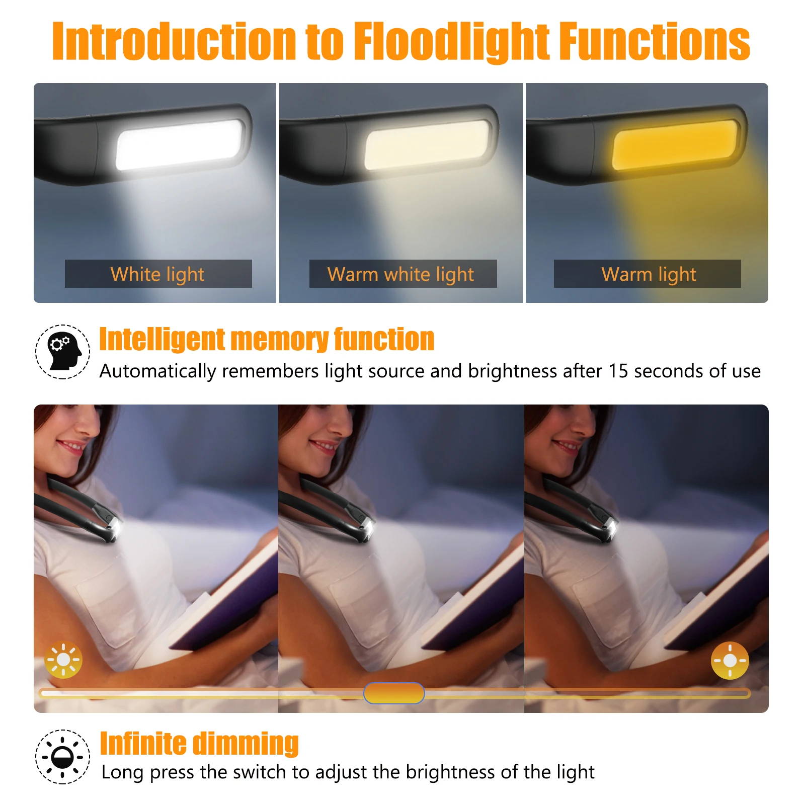 LED Neck Reading Lights Rechargeable Flexible Reading Lamp Bendable Adjustable Portable Hanging Book Light For Camping Lighting led light book light mini led light