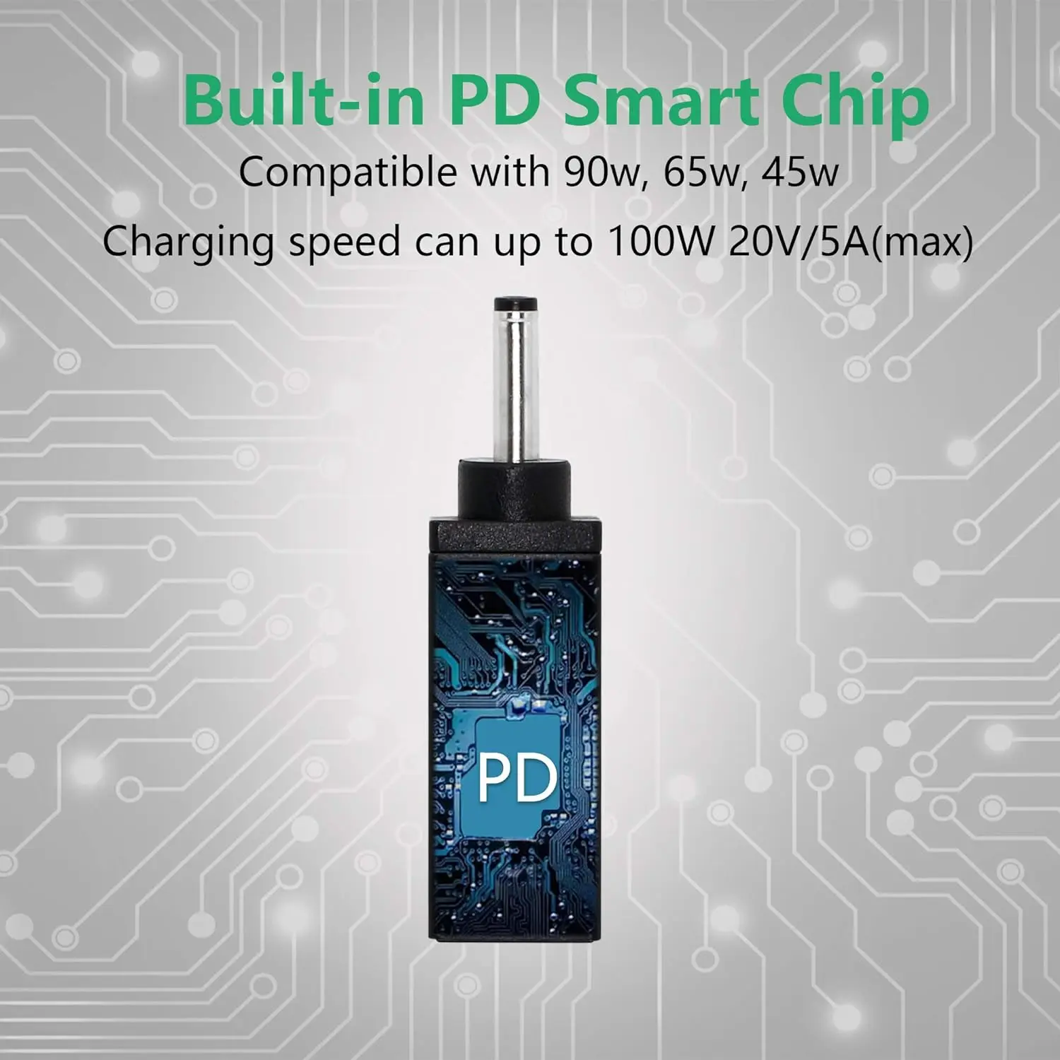 1pc 100W DC PD Power USB-C Type C 3.1 Female Input to 3.5mm x 1.35mm Male Charger Charging Adapter Connector for Laptop