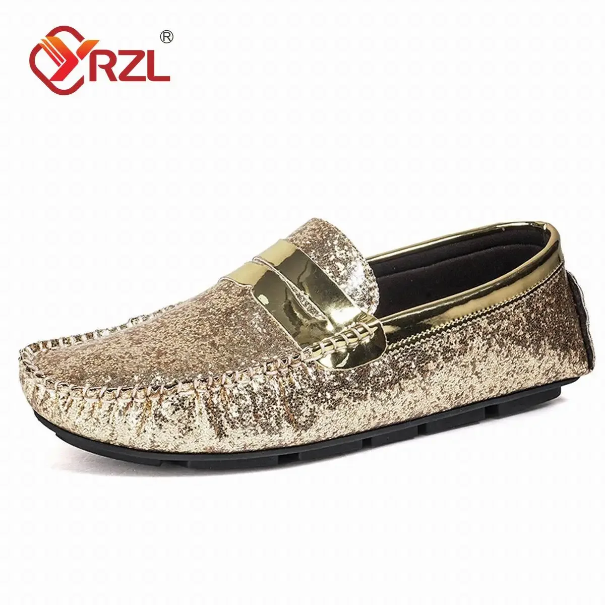Yrzl Mocassini Da Uomo Mocassini In Pelle Artificiale Fatti A Mano Per Uomo Scarpe Da Guida Casual Comode Scarpe Mocassini Da Uomo Di Lusso In Oro Pig