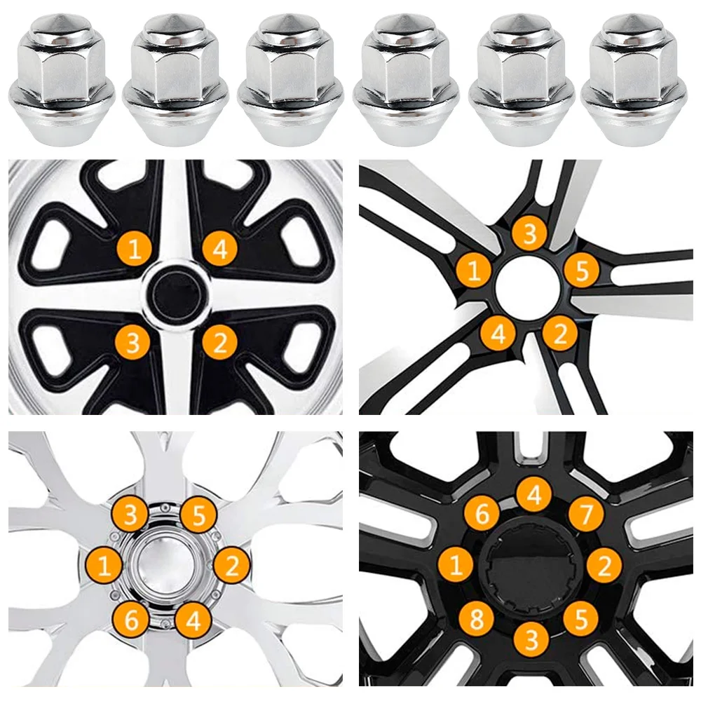 20Pcs Wheel Nuts For Ford Wheels M12x1.5 19mm Hex Wheel Nuts 60 Degree Taper Carbon Steel Plated Replacement 1678260