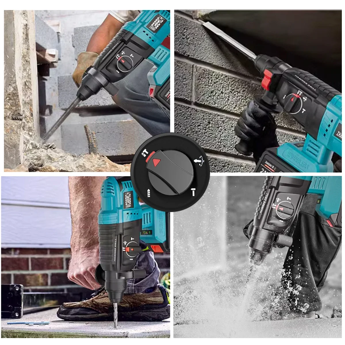 18V 4 Functions Electric Cordless Rotary Hammer Drill Rechargeable Hammer 27mm Impact Drilll For 18V Makita Battery 3