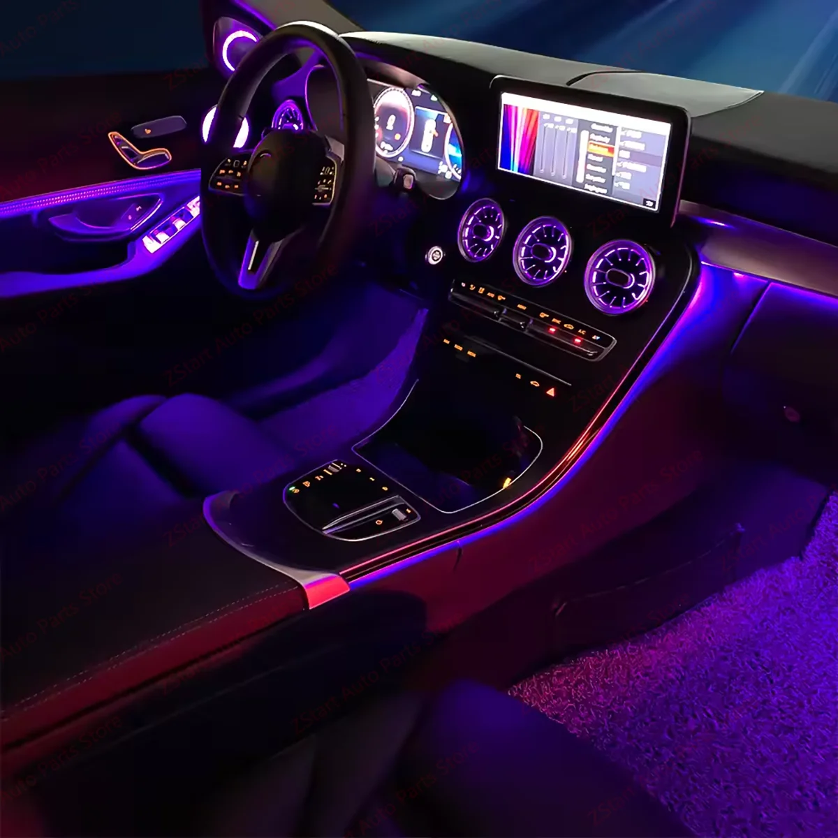 메르세데스 벤츠 W205 AMG C GLC 클래스 쿠페 C43 C63 X253 에어벤트 노즐 스피커 커버 장식 램프용 3/64색상 앰비언트 라이트