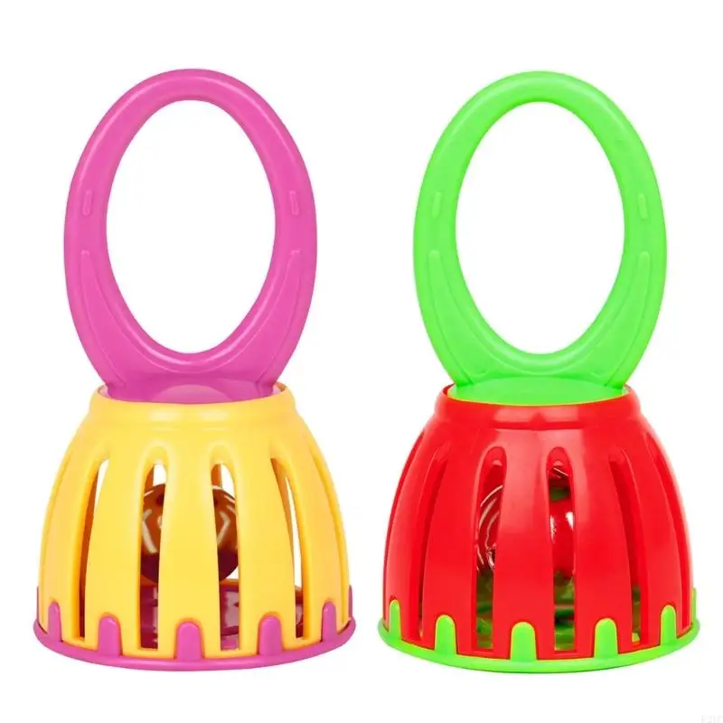 F2TC Handheld Rattles for Early Learning Music Toy Baby Cage Bells, Cage Bells Educational Toy Bells Handheld