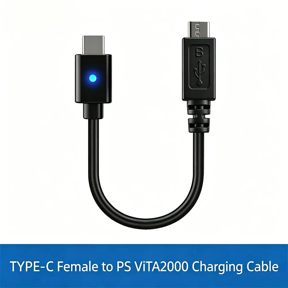 PS Vita 2000 컨트롤러 어댑터용 10cm USB C 충전 케이블, 플레이스테이션 게임 콘솔용 C타입 LED 변환 코드, 전원 케이블