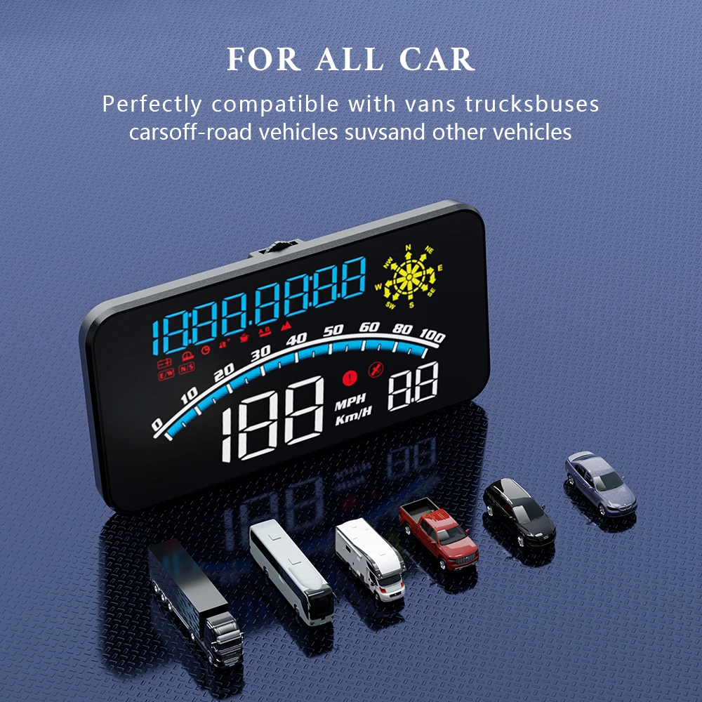 Head Up Display WiiYii V41 GPS HUD Head Up Display Car Speed Windshield Projector Auto Electronics Shift Reminder Water Temp KM/H MPH