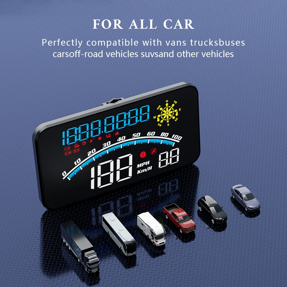 Affichage tête haute G10 pour toutes les voitures, GPS automatique,  budgétaire HUD USB, compteur de vitesse avec boussole, alarme de sécurité,  accessoires électroniques - AliExpress