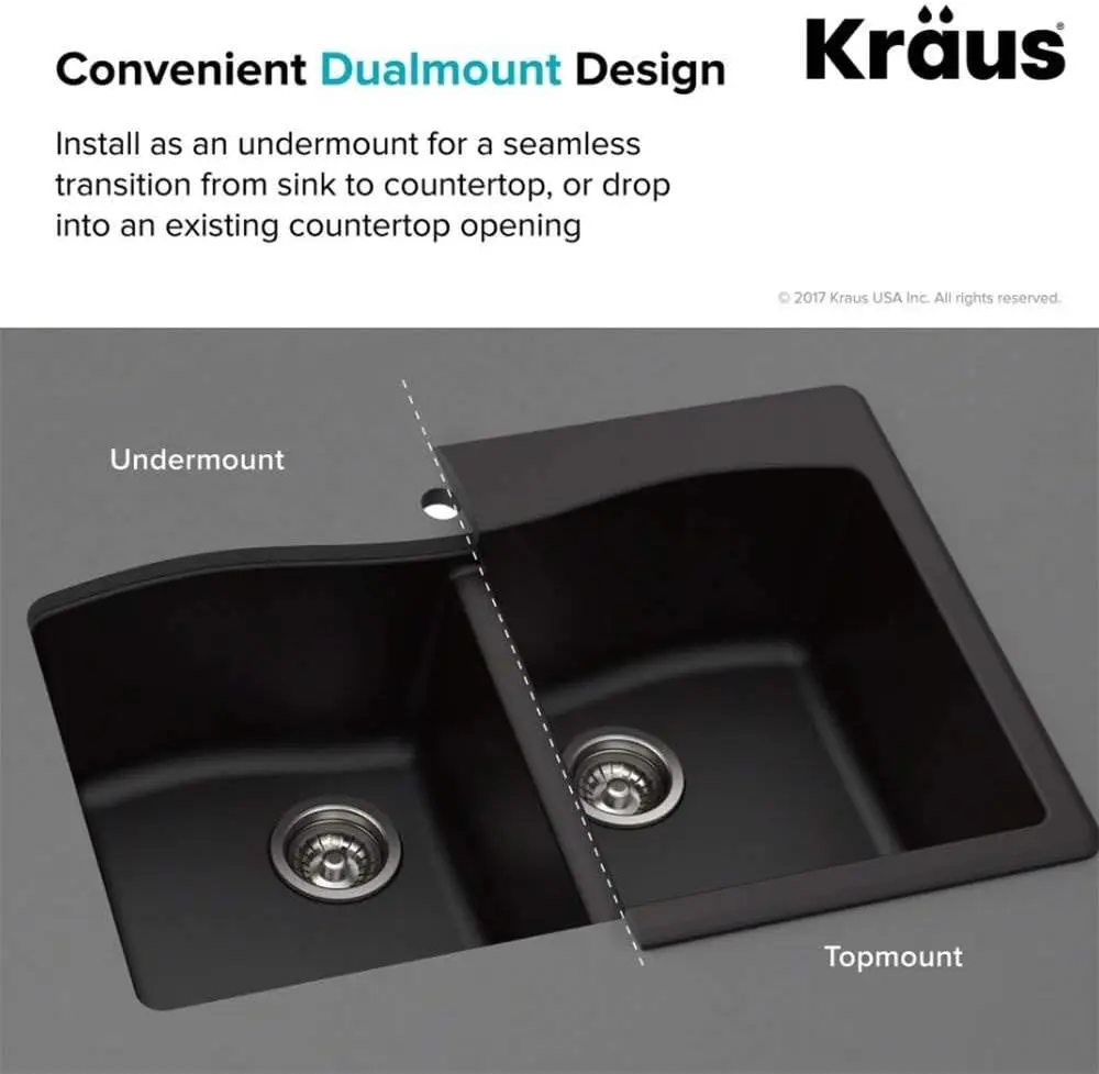 33-inch Drop In/Undermount Single Bowl Granite Kitchen Sink in Grey Product Dimensions	22"D x 33"W x 9.63"H 6