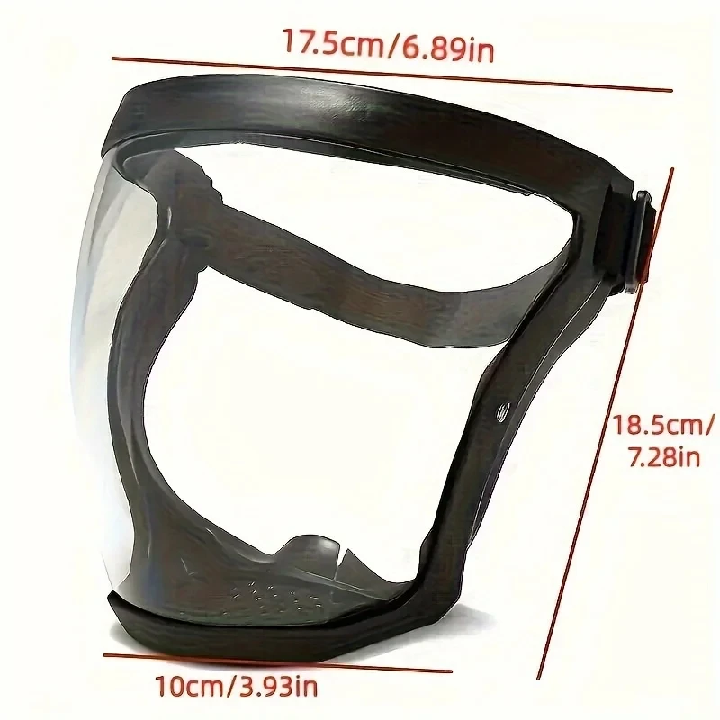Transparent Protection Mask Full-Face Transparent Protection Mask with Adjustable Buckle-Reusable and Heat-Resistant Facial Shield for Safety in Work Out