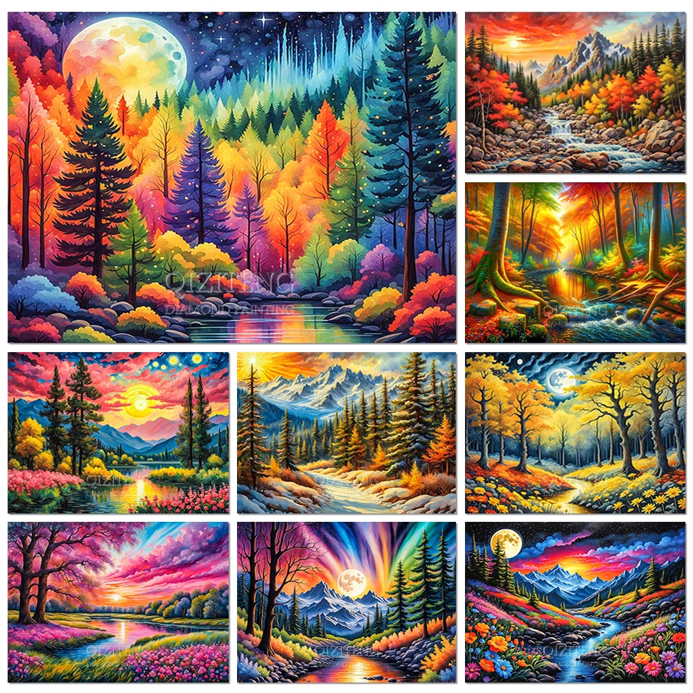 Kit 5D Diamond Painting Fai Da Te - Paesaggio Con Barca, Tela 30x40 Cm, Strass Rotondi, Attività Antistress Per Adulti, Decorazione Casa