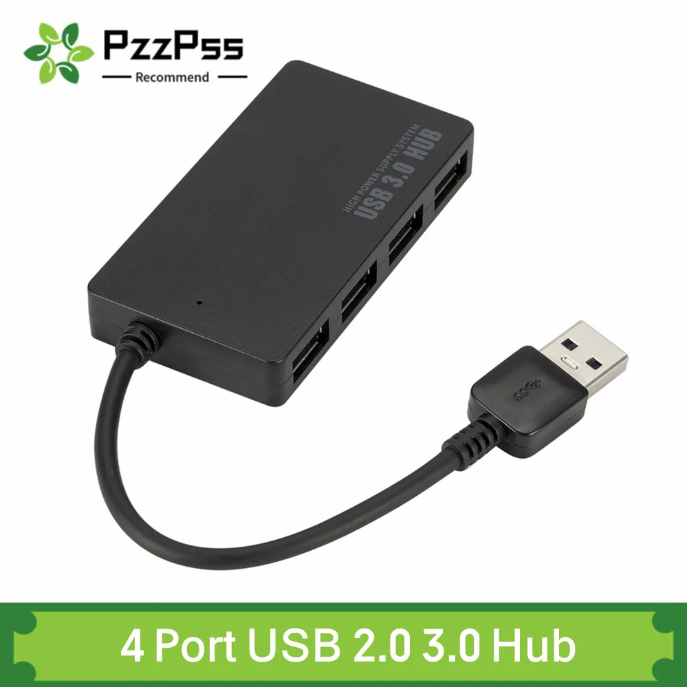 

PzzPss 4 Port USB Hub USB 2.0 3.0 HUB Multiport Port Fast Data Transfer Expander Support Multi Systems Plug and Play USB Adapter