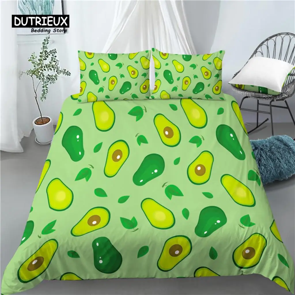 

Home Living Luxury Avocado Print 2/3Pcs Comfortable Duvet Cover PillowCase Bedding Set Queen and King EU/US/AU Size