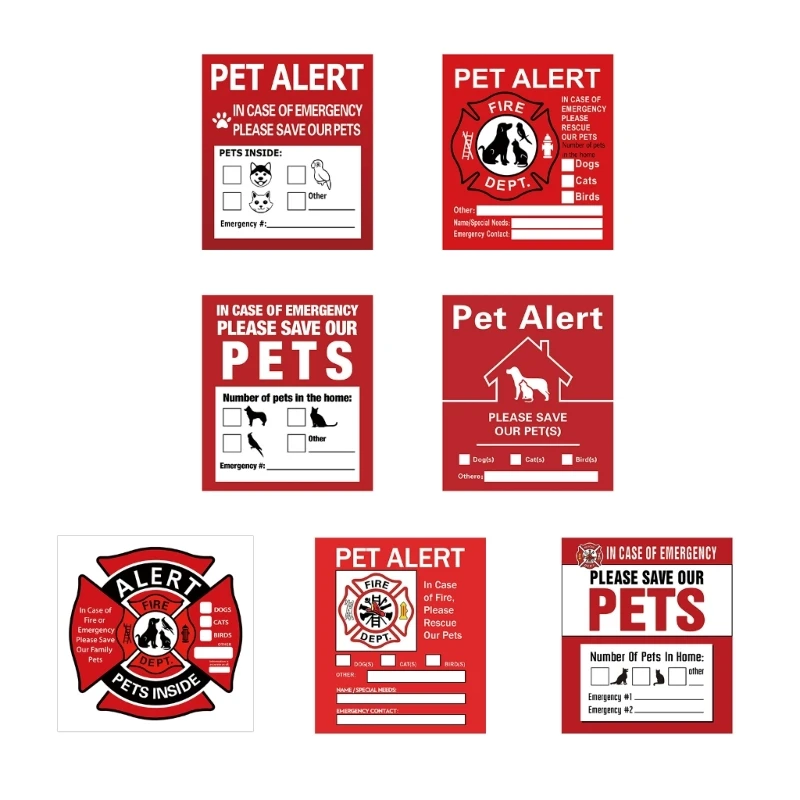 8Pieces Pet Alert Sticker Safety Dog Alert Stickers Inside Sticker for Home Window Doors In Case of Emergency C6UE label sticker