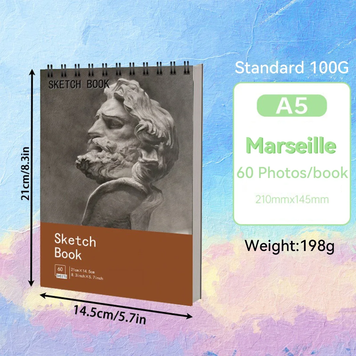 A3/A4/A5 Spiral Bound Artist Sketchbook Acid-Free Paper Drawing Pad for Art Students Professional Sketching Notebook Stationery 6