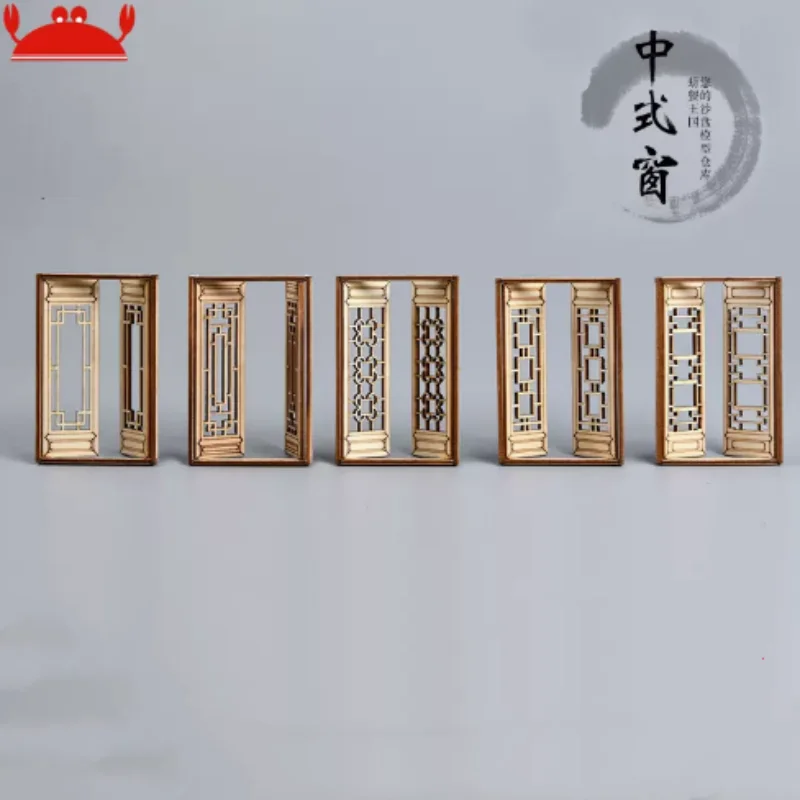 2pcs/4pcs Dollhouse Window Grid Frame Construction Material Chinese Furniture Model Building Miniature Decorative Wooden Craft 6