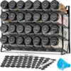 Spice Rack Organizer for Cabinet, Spice Organizer with 28 Empty Spice Jars with Black Lids 3