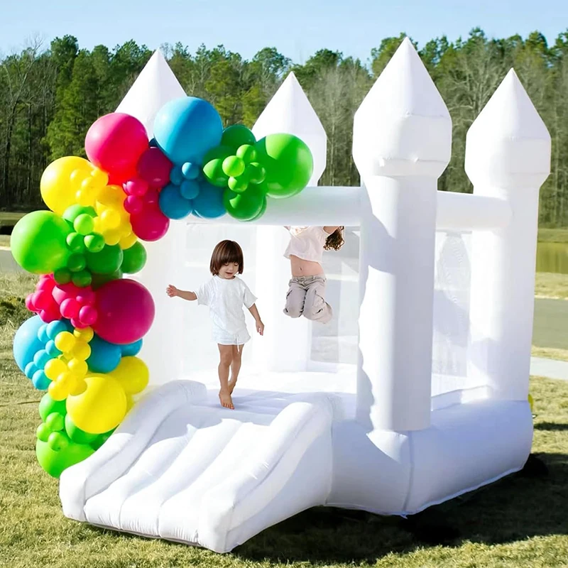 Oxford Mini White Bounce House Inflatable Bouncy House Castles With Blower For Kids Jumping Indoor Outdoor Halloween Christmas 4