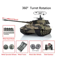 HENG LONG 1/16 7.0 Customized King Tiger RC Tank 3888A Barrel Recoil Metal Tracks Wheels Tiger II Steel Gearbox Bearing TH19745 1