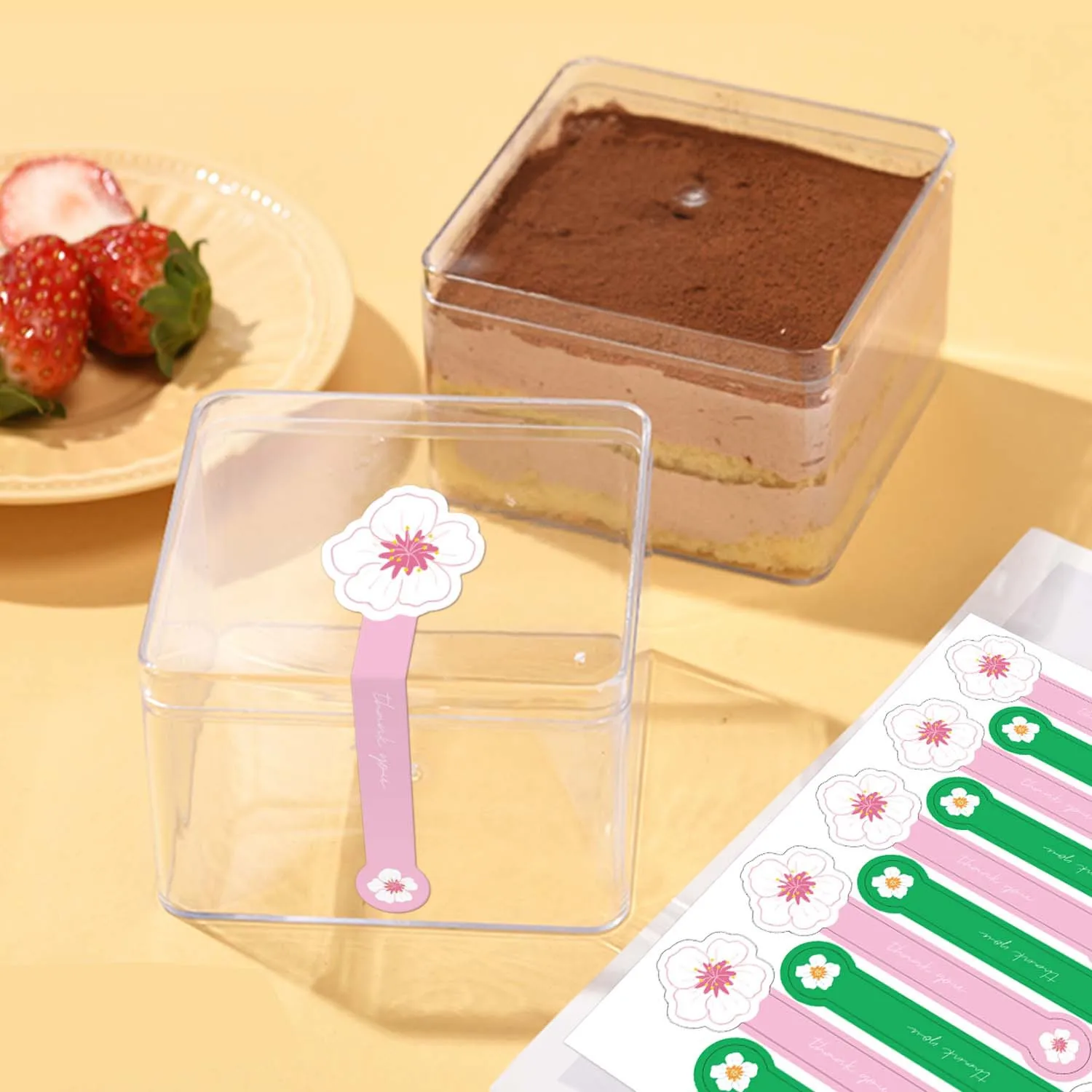 100pcs Thank You Stickers – 3x10cm Black Gold Foil Adhesive Labels for Cake Boxes, Gift... - SKU SSL900289 - UGI Packaging