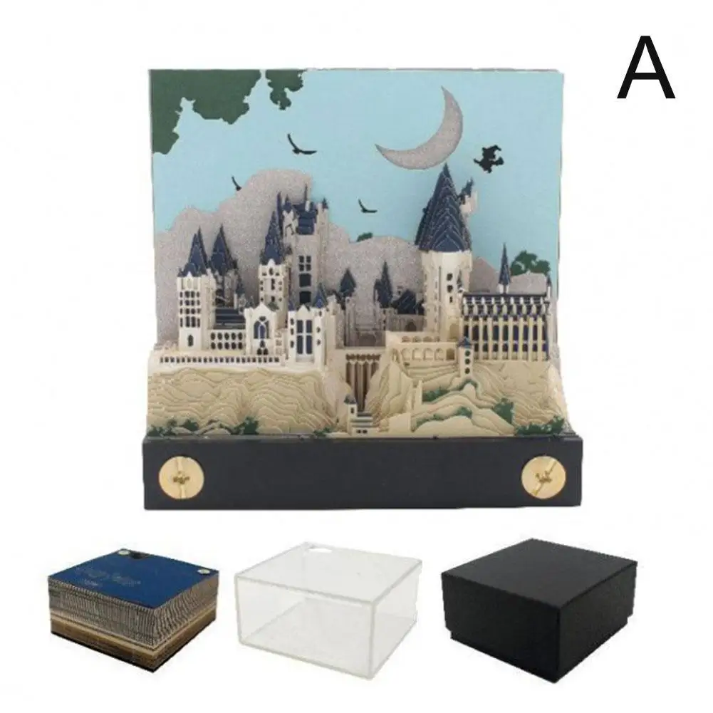 

Three-dimensional Paper Engraved Note Paper Castle Paper Engraved Note Table Memo Pad Block Notes Tear Away Calendar Notepad