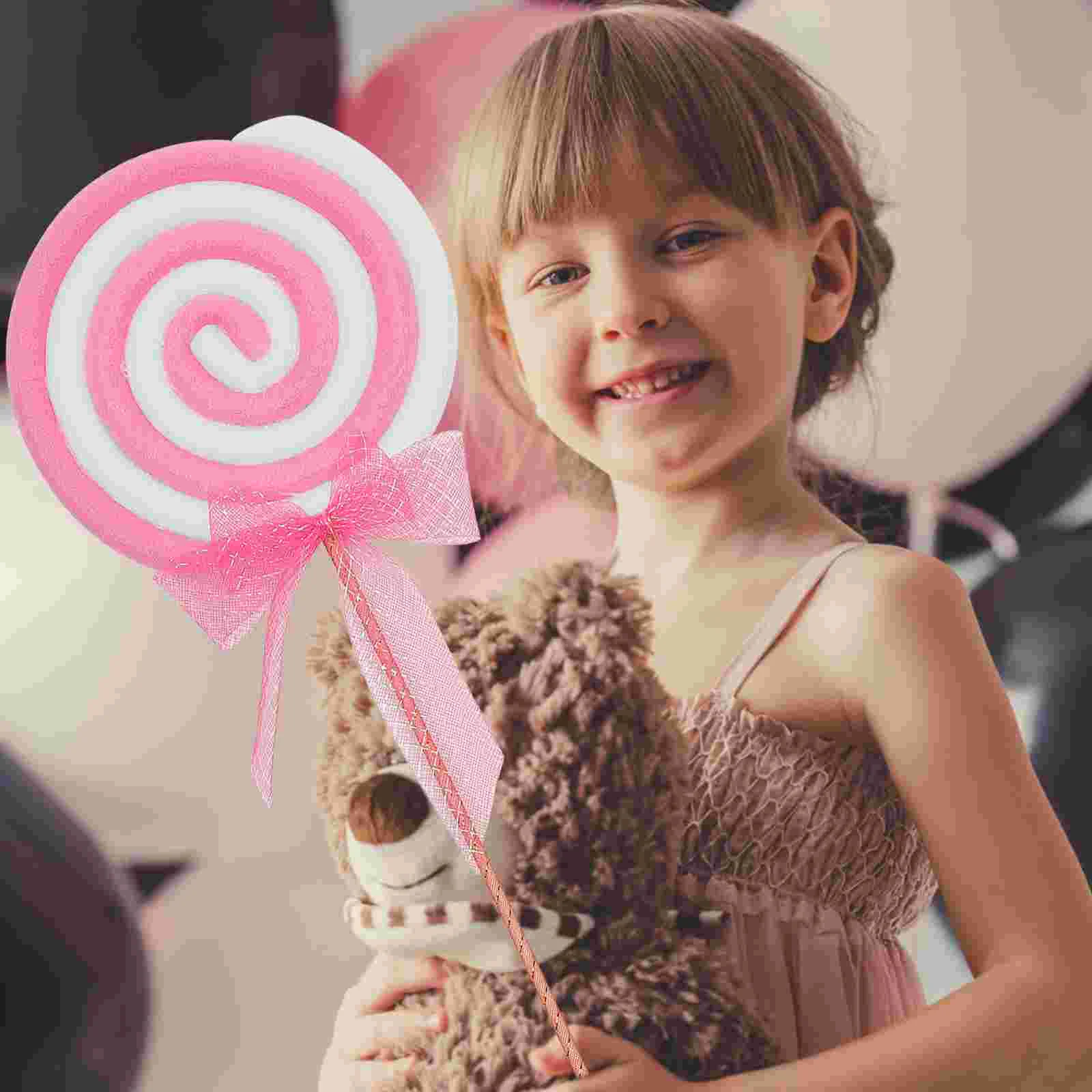 

2 Pcs Ornaments Lollipop Props Child House Christmas Decorations Swirl Pops Plastic Festival Model