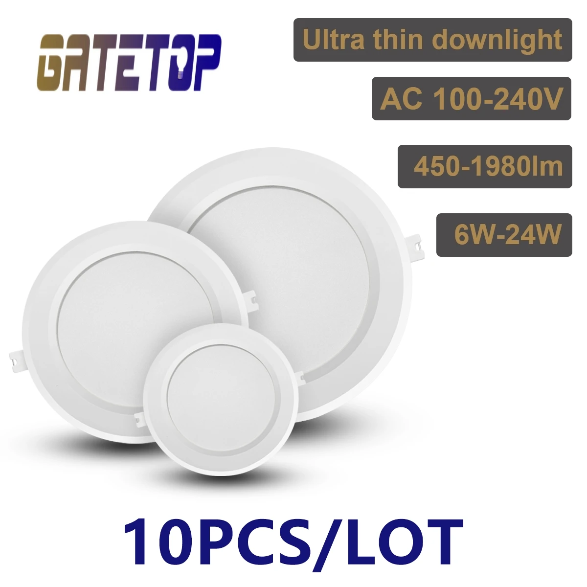 10pcs/lot LED downlight 110V 220V ceiling light 17W 20W 24W recessed round panel light spotlight indoor lighting
