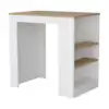 Portree Kitchen Island with 3-Side Shelves White / Macadamia 4
