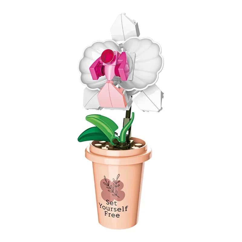 

Potted Plants Vase Cup Succulents Cactus Gypsophila Mountain Lotus Decorate Building Blocks Model Bricks Sets Kits Toys