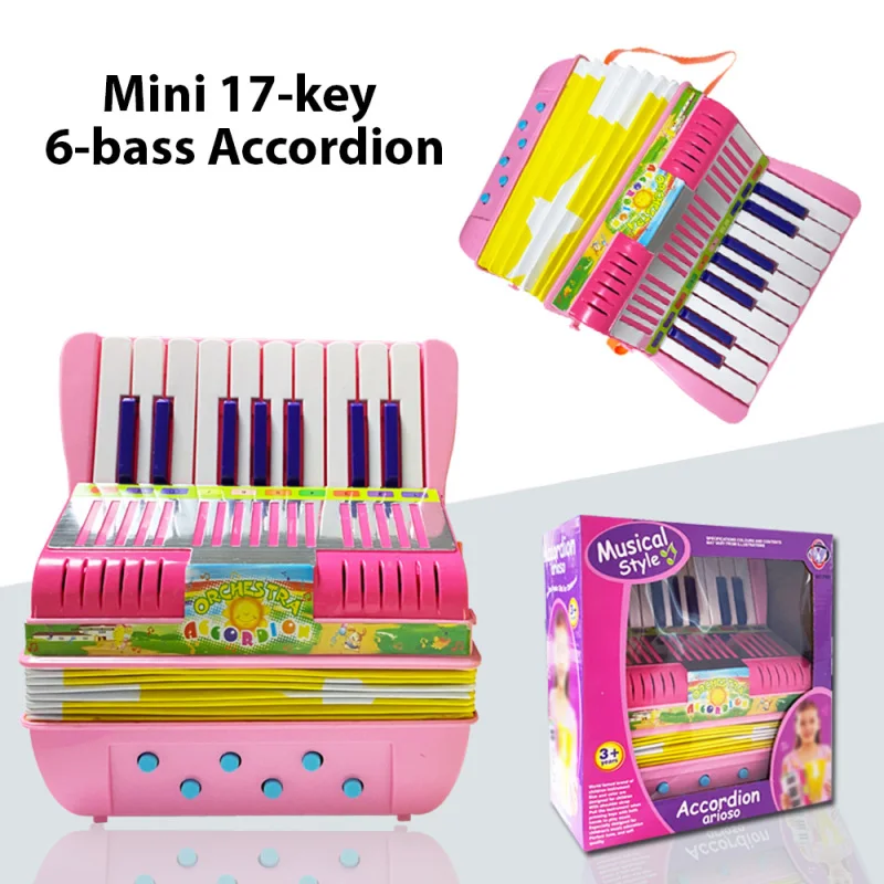 Mini 17-key 6-bass Accordion ABS Material with Buckle Musical Instrument for Beginners Gift Lightweight Button Accordion