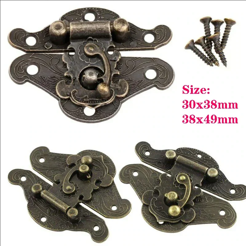 Jewelry box hasps decorative latches 5pc jewelry wooden box lock hasps drawer latches zinc alloy for antique bronze box